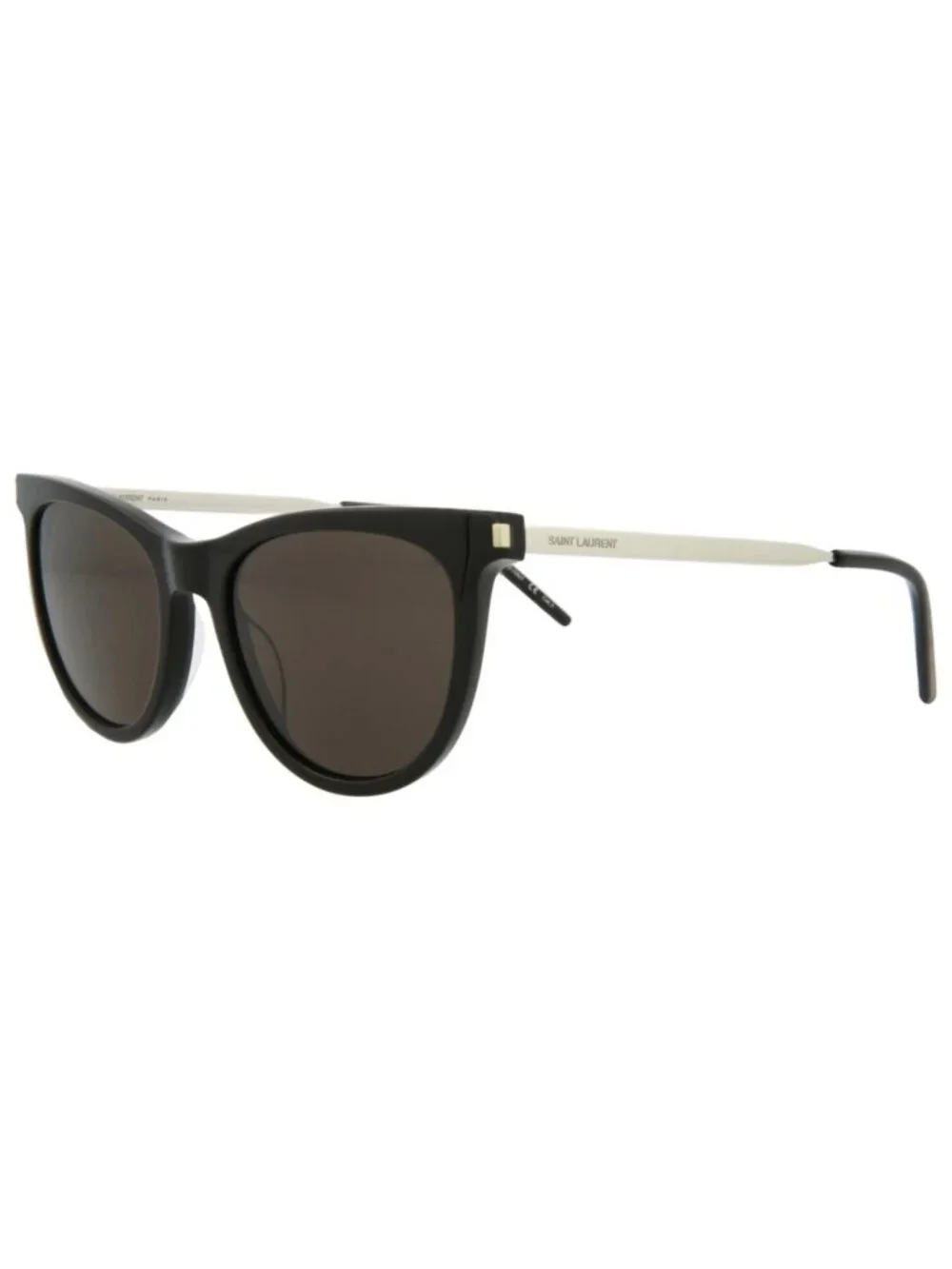 New Saint Laurent Women's Sunglasses Cat Eye Acetate Frame Black Silver Black